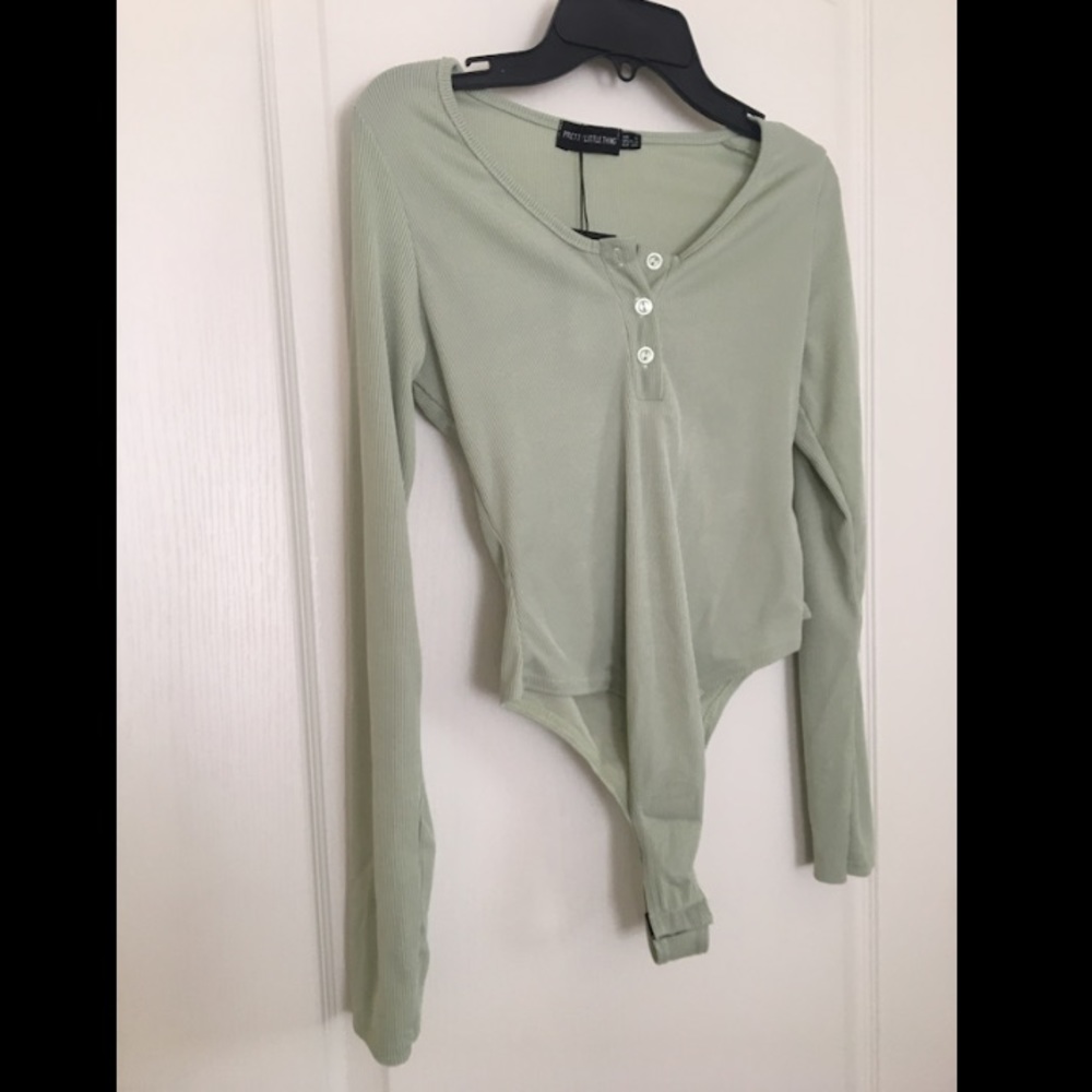 Sage green long-sleeve bodysuit